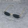 Gafas de Sol sin Montura con Decoración de Diamantes para Mujer Marca de Lujo Montura Metálica Pequeñas Ovaladas Gafas de Sol Unisex Elegantes Gafas de Sol UV400