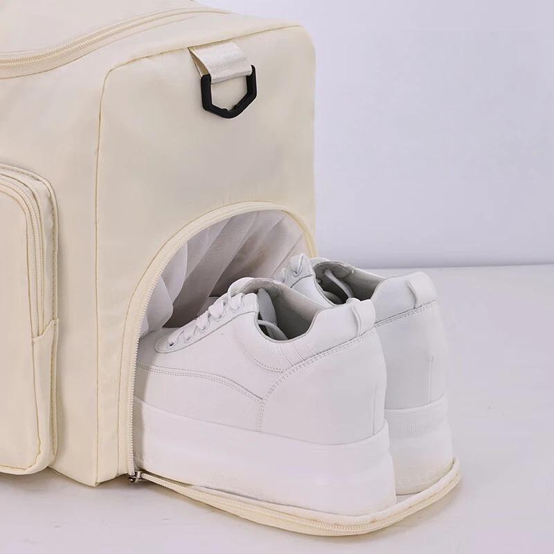 Etravel Large Capacity Travel Bag, Sports Fitness Bag, Carry-On Bag, Luggage Storage Bag, White
