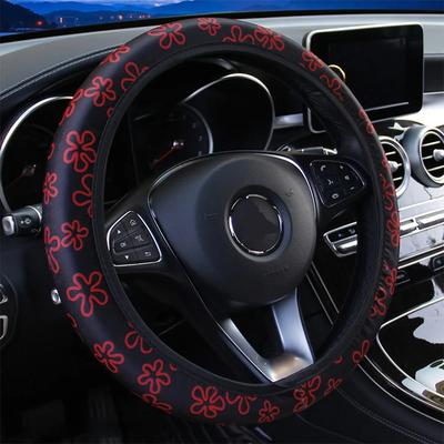 38CM Direksiyon Simidi Kılıfı Araba Direksiyon Simidi Kılıfı Kadınlar İçin Tekerlek Kılıfı Çiçek Baskılı Kaymaz Funda Volante Araba Aksesuarları