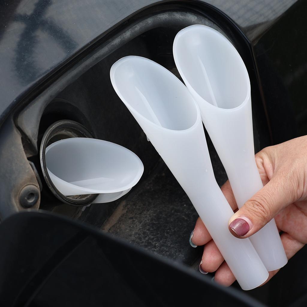Petrol Fuel Filler Filling Funnel Tube Plastic White Long Spout Add Oil Fuel Glass Water Small Diameter Funnel Car Accessory
