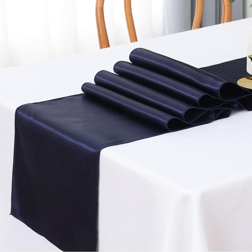 High-Density Satin Table Runner for Weddings & Banquets - Solid Color Polyester Table Decoration
