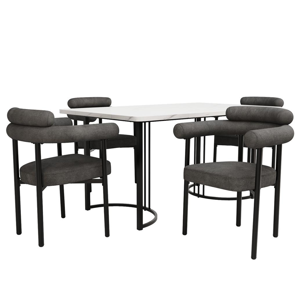 2 Dining Chairs, Modern and Simple, Made of Dark Grey Suede Fabric, Comfortable Ring Seats, Suitable for Dining Room, Living Room and Study