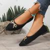 Fashion Comemore Women Flat Single Shoes Casual Black Bow Shallow Mouth Slip On Flats Pointed Toe Spring Summer Comfortable Women's Shoe