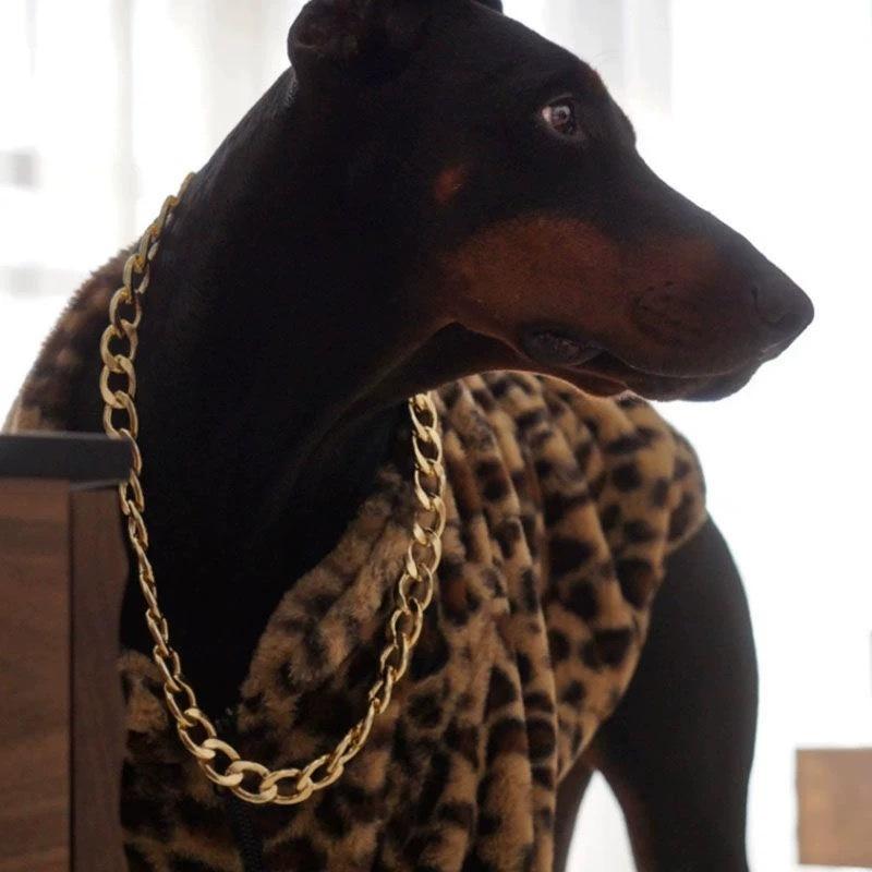 Luxury Leopard Clothes For Large Dogs Warm Fleece Dog Coat Fashion Doberman Jacket For Small Media Large Dogs ropa para perro