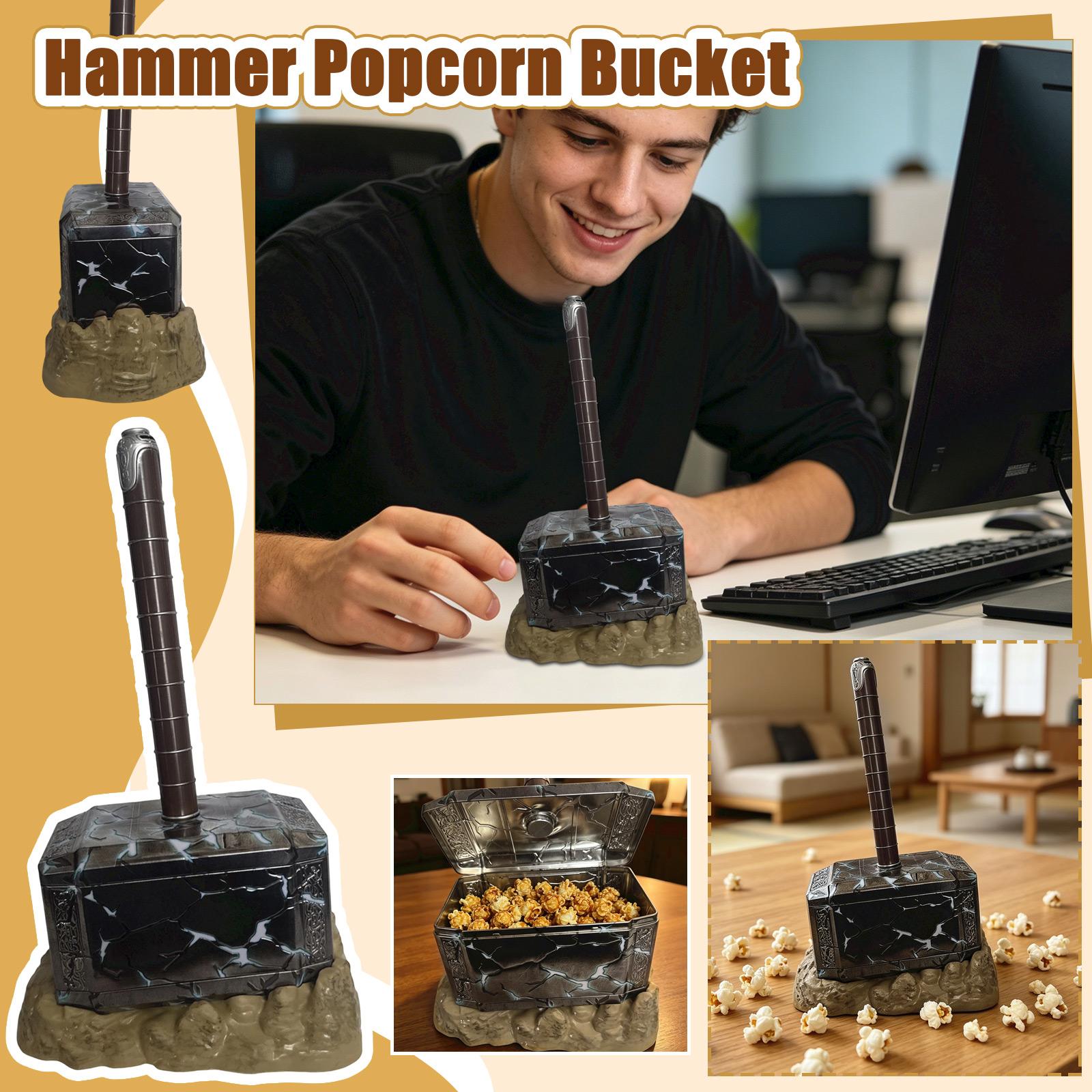 

Popcorn Bucket Shaped Like a Hammer with Stand Durable Material Suitable for Collectors and Movie Themed Events One Size