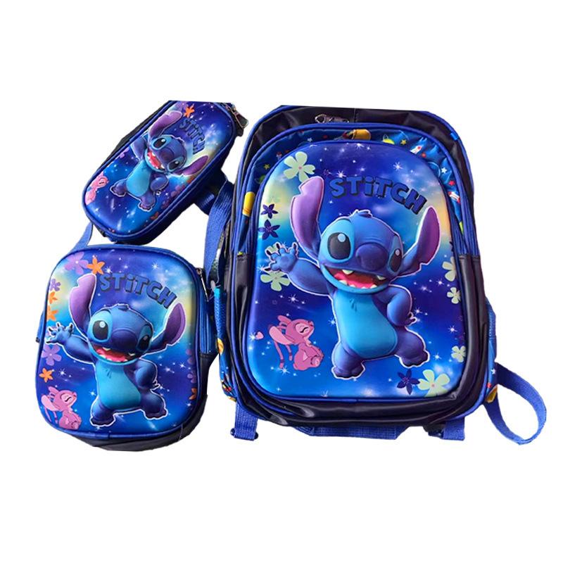 Cartoon Children S Schoolbag Tie Rod Student Schoolbag Removable Tie Rod Bag Three-Piece Set Three-piece set + 2-wheel pull rod with trolley