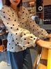 Women's Sweet Polka Dot Long-Sleeve Color Block Shirt, 2026 Spring Korean Style, Single-Breasted with Doll Collar
