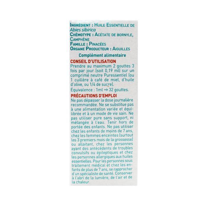 Puressentiel Huile Essentielle Sapin de Sibérie Bio 10 ml