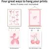 4 Stück Rosa Schleife Kirsche Discokugel Poster Wanddekoration, Niedliche Ballonhund-Poster, Mädchenzimmer Dekoration Rosa Fotos Ungerahmt