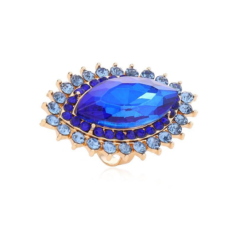 Vintage Chic Exaggerated High-end Exquisite Luxury Oval Ring - Trendy Sparkling and Open-ended