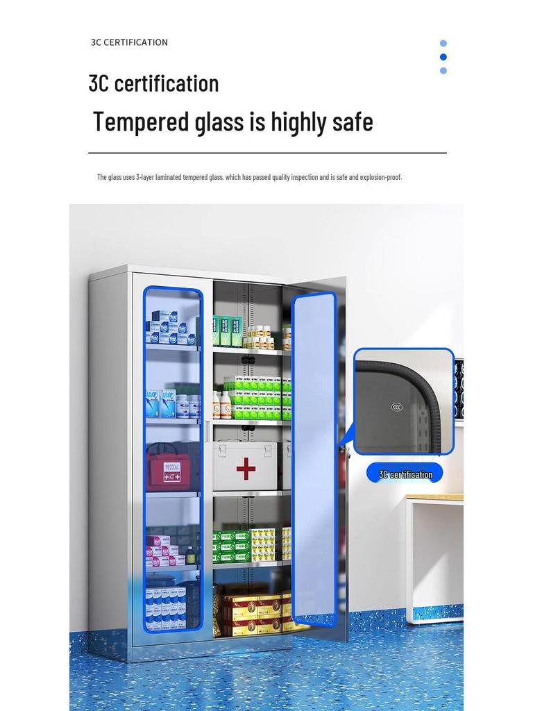 304 Stainless Steel Medical & Filing Cabinet with Locker