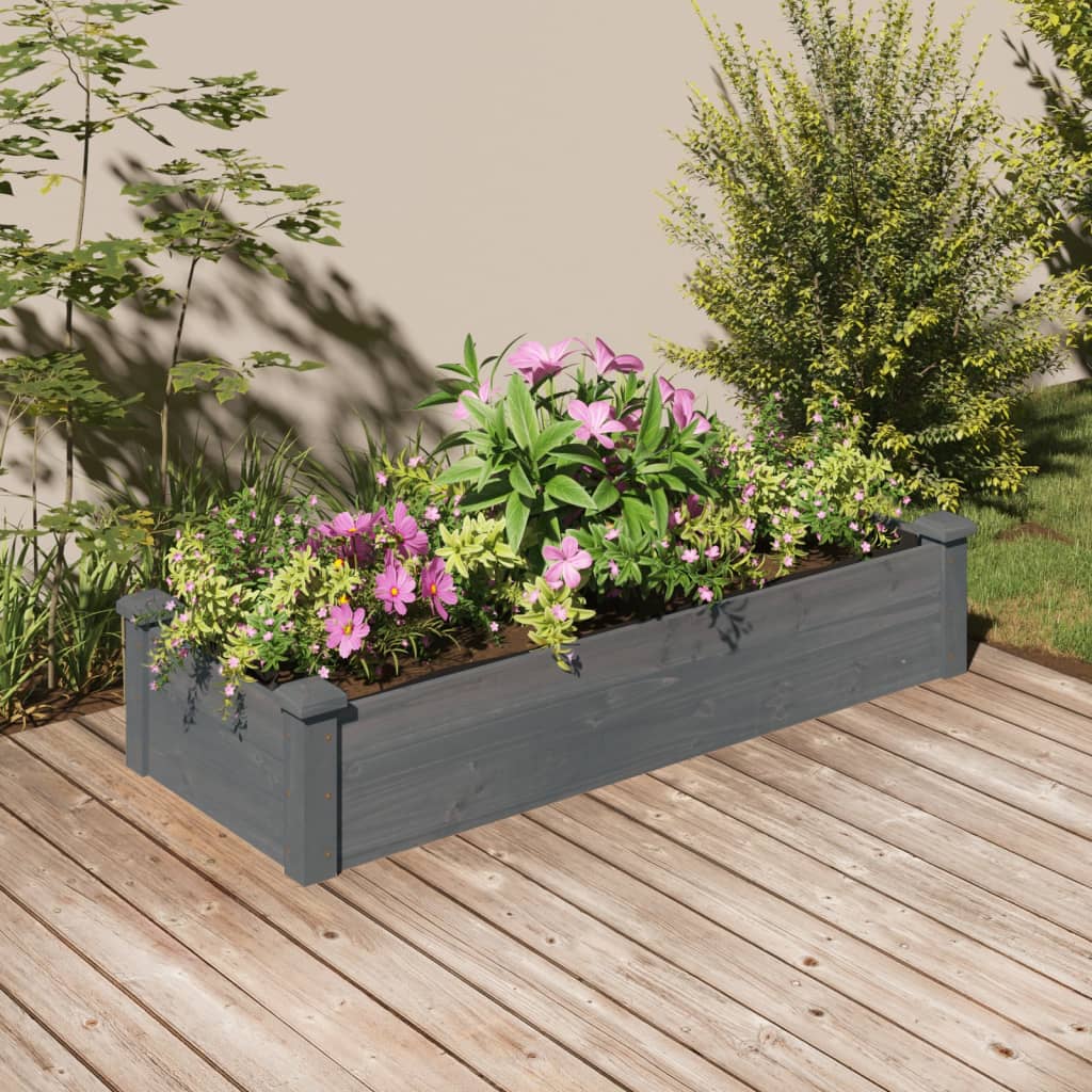 vidaXL Hochbeet mit Einsatz Grau 120x45x25 cm Massivholz Tanne graue