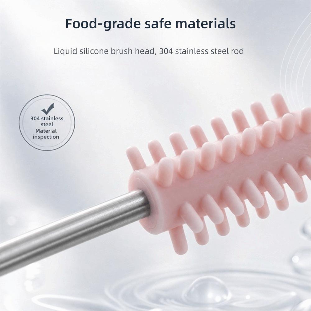 Heat Resistant Silicone Straw Brush 304 Stainless Steel Tube Cleaner  Straw Maintenance