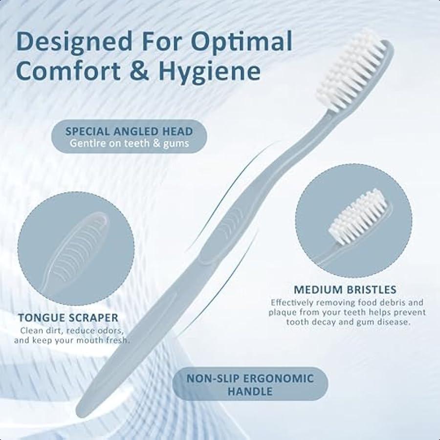 

40Pack Individually Wrapped Toothbrushes with Tongue Scraper Bulk Soft Bristle Toothbrush Set for Adults TravelFriendly Disposa United States