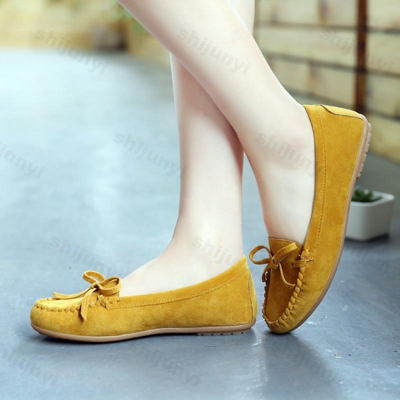 New Women Flats Large Size Fashion Bow Comfortable Soft Sole Loafers Casual Walking Shallow Round Toe Slip on Ladies Footwear