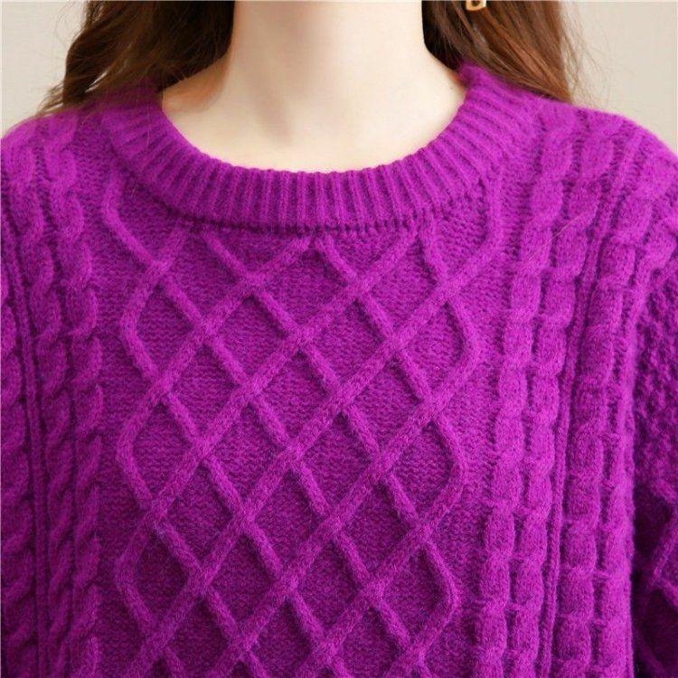 Svetr svetr podzimní a zimní svetr módní svetr volný dlouhý rukáv o krk smažené těsto twist svetr dámské