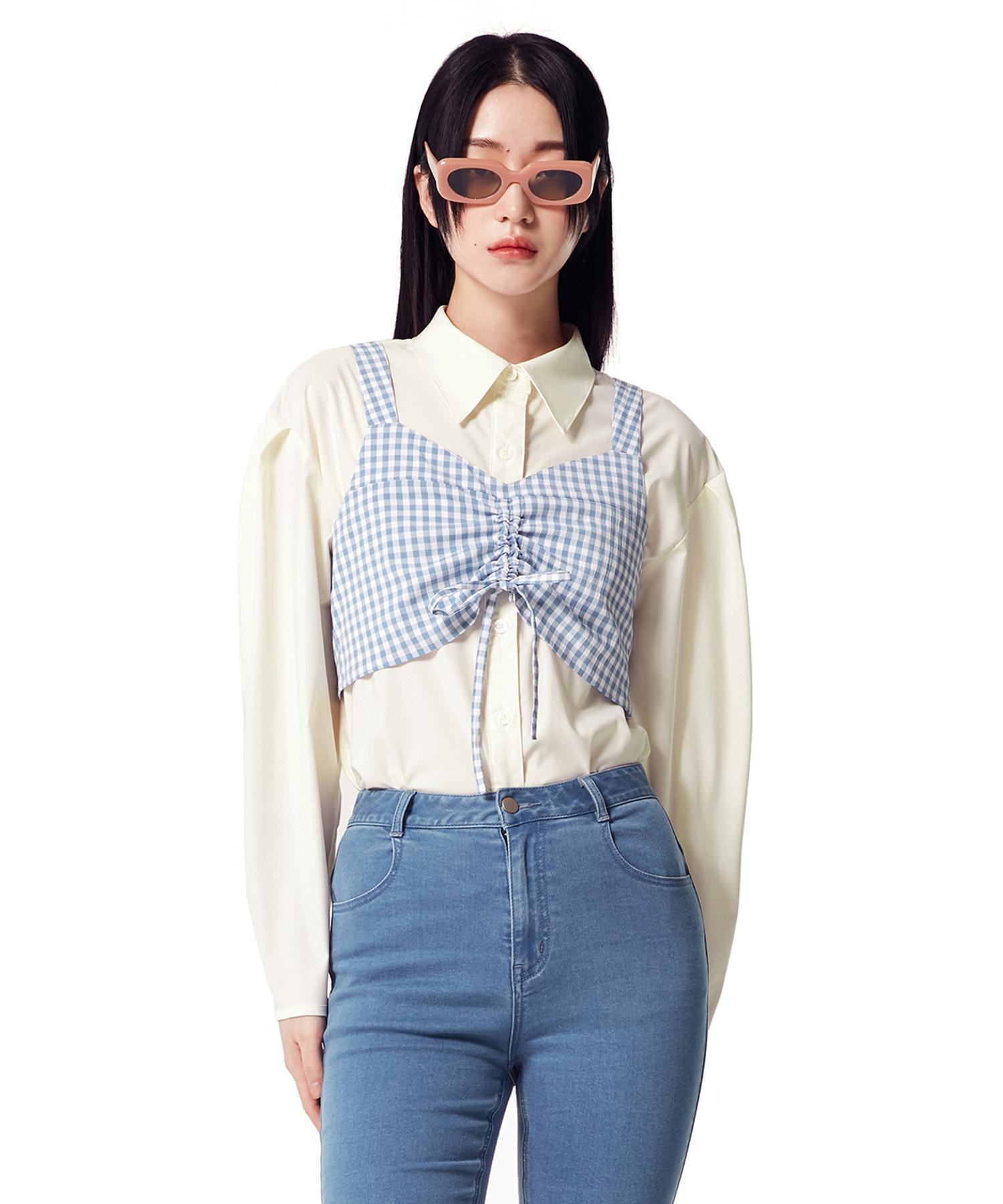 Oioi Collection Bustier Set Puff Shirts [Ivory] Free