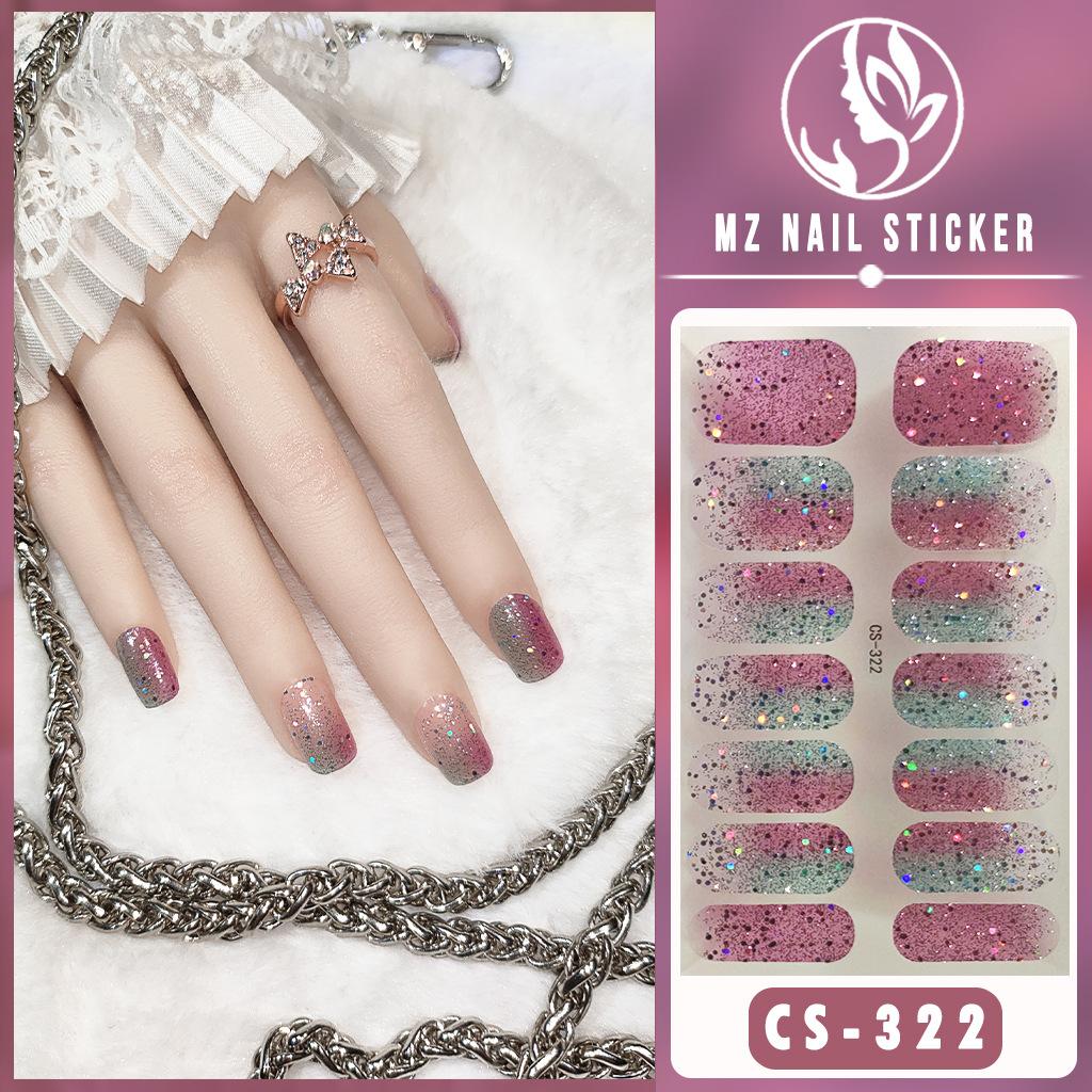CS Color Green Onion Powder Four-color All-Green Onion No-Bake Gel Nail Polish Film All Ice Flash Nail Polish Film Paper Nail Nail Sticker