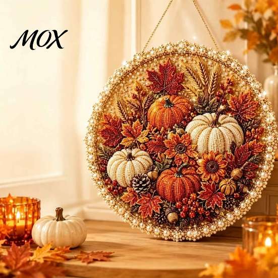 Handmade Wall Decor DIY Pearl Painting Kit for Adults Beginners, 3D Wreath Art Craft Set with Three Dimensional Frame, Decorative Seasonal Hanging