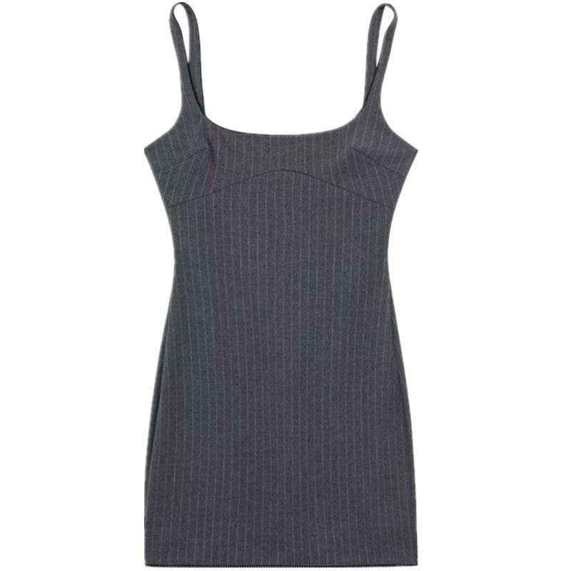 

Fashion Style 2023 Fall and Winter New Arrival Women s Sling Silm Easiest for Match Pinstripe Dress Short Skirt 4661269 Figure Color L