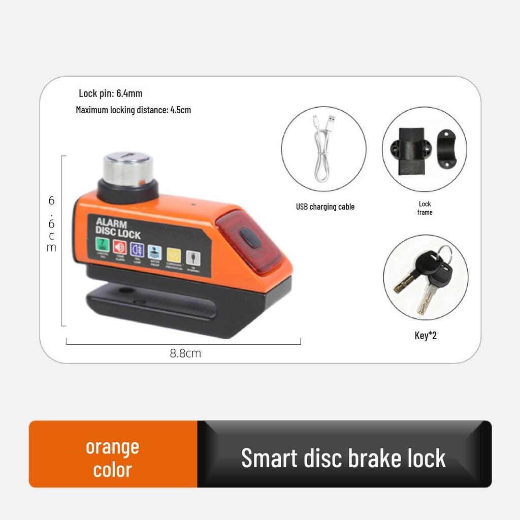 Blocca Disco Freno Antifurto Universale per Auto, Moto e Biciclette con Sistema di Allarme