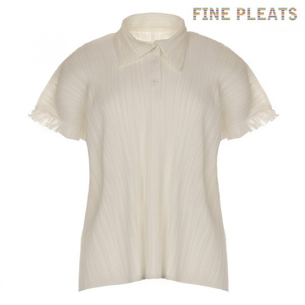 Fine Pleats Shushu Collar Top Ivory FREE