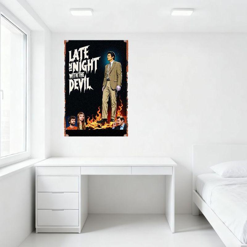 Late Night with the Devil Vintage Metal Tin Sign Retro Horror Movie Poster for Bar Cafe Home Decor Man Cave Wall Art