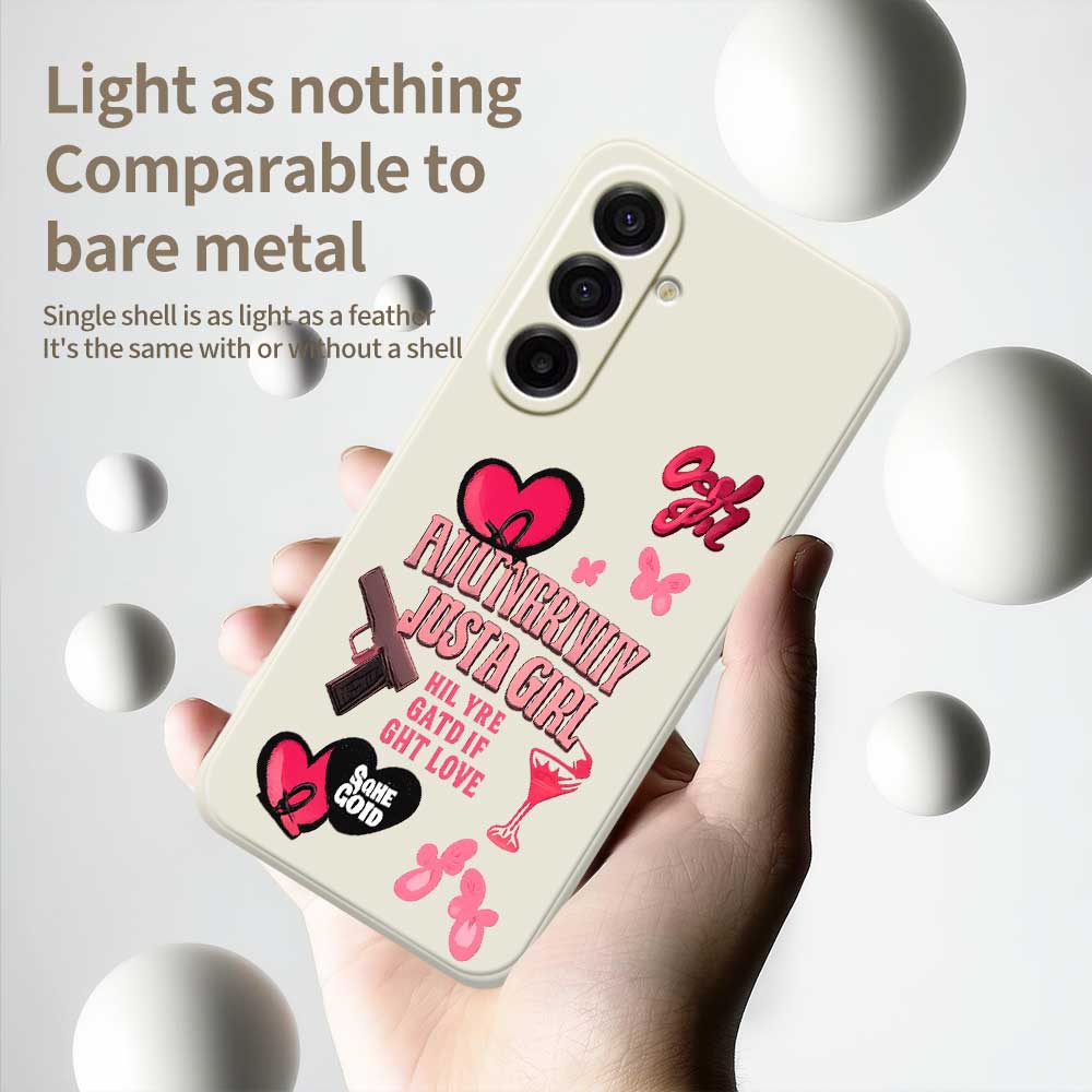 For Samsung Galaxy A17 5G/A17 4G Case Pink Elements Pattern Printing Straight Edge TPU Phone Back Cover