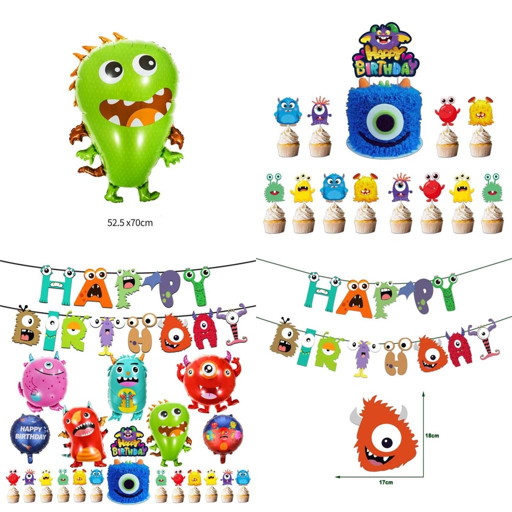 Colorful Cartoon Monster Et Alien Maggie Balloon Party Decor Banner Cake Topper For Birthday Supplies