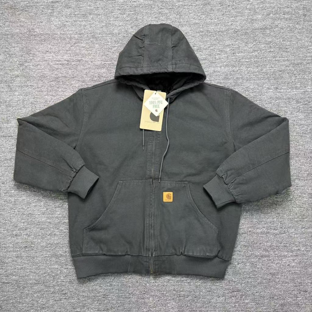 Herren Retro Used Schwergewichtige Amerikanischer Stil Kapuzen-Segeltuchjacke für Winter-Arbeitskleidung