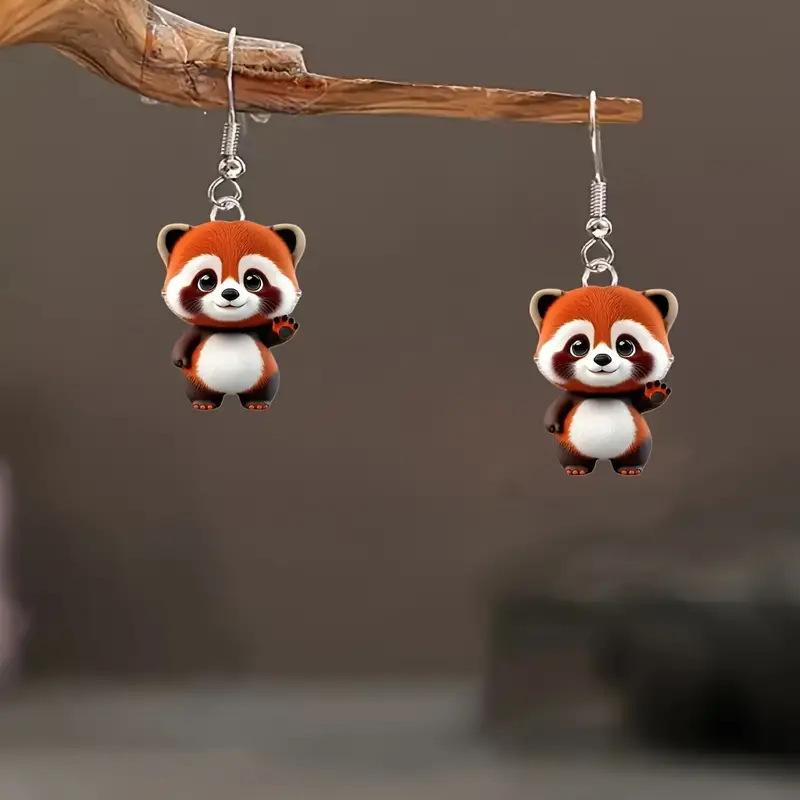 Acryl 2D Flache Ohrringe Cartoon Stil Tierdesign Anhängerohrringe Persönlichkeitszubehör Für Frauen