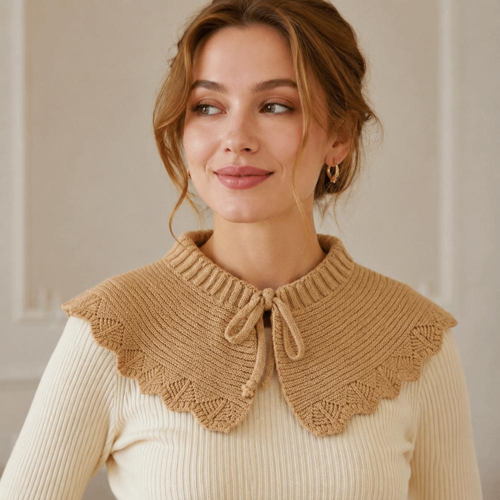 Detachable Fake Collar Hollow Knitted Shawl Collar Accessory New Drawstring Sweater Collar Winter