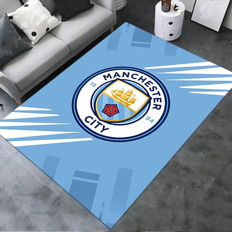 Manchester City Football Club Teppich für Wohnzimmer Schlafzimmer Zuhause Sofadekoration, Kinderspiel Rutschfeste Bodenmatte