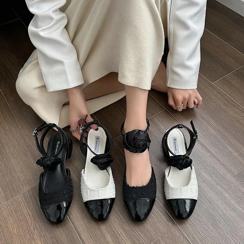 Women Shoes New  Autumn Korean Style Rose High Heels Women Fashion Mixed Colors Mary Jane Shoes for Women Zapatos De Mujer