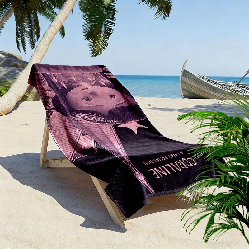 Coraline Print Beach Towel, Large Soft Quick Dry Towel for Beach Camping Swimming