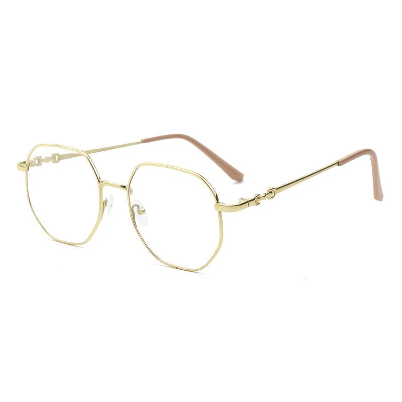 No Makeup, High-End Polygonal Metal Frame Glasses, Anti-Blue Light, Light-Sensitive Discoloration, Can Be Equipped With Myopia Flat Glasses