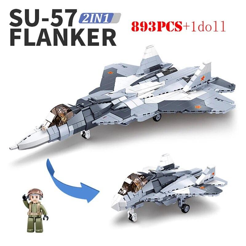

Военный истребитель, строительные блоки, WW2, советский Су-27, Су-57, боевой самолет, солдат, оружие, кирпичи, детские игрушки