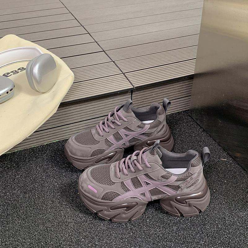 

European station thick-soled heightening dad shoes women s 2025 autumn new comfortable mesh breathable versatile casual sports shoes 40 фиолетовый