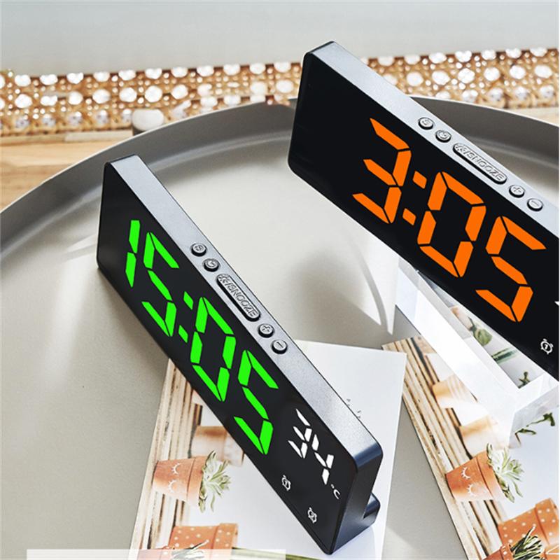 Voice Control Digital Alarm Clock Temperature Dual Alarm Snooze Desktop Table Clock with Backlight Light 12/24H LED Clock Watch