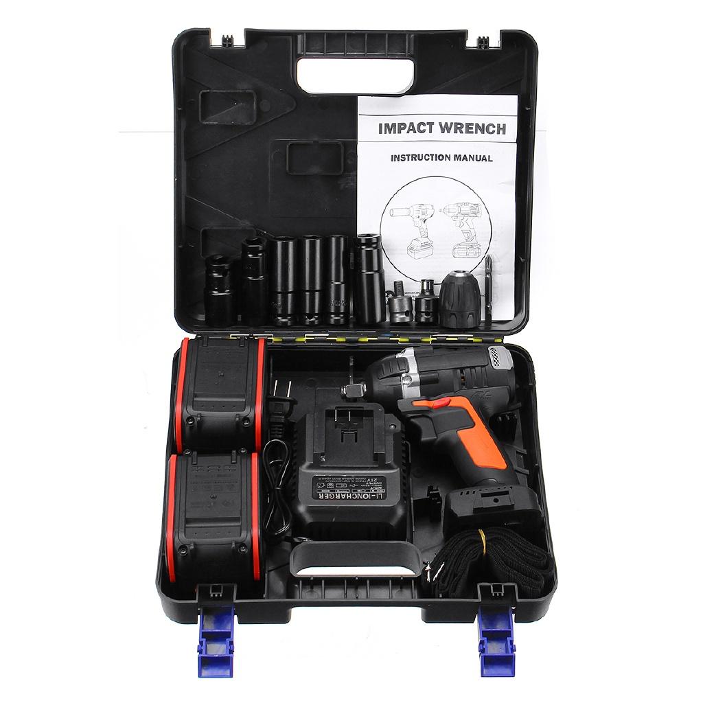 3500rpm 2 IN 1 Cordless Brushless Wrench Electric Socket Impact Wrench 10000mah Lithium-lon Battery Power Kit