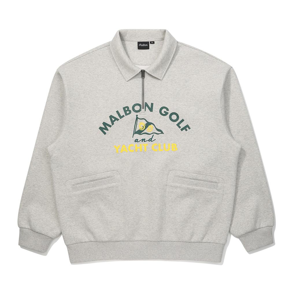 MALBON GOLF Collared Airy T-Shirt Gray (Man)