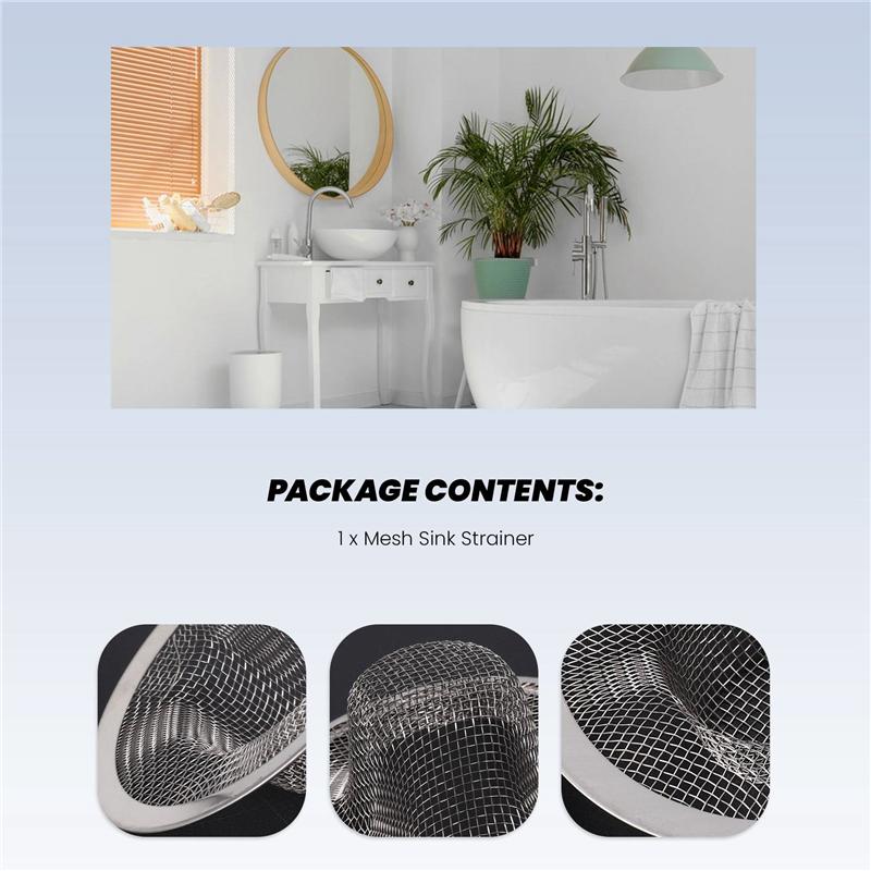 

Fresh Stainless Steel Drainer Basin Filter Mesh Sink Strainer 3.5 Inch Top Diameter