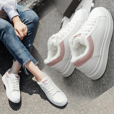 Fashion NEW Little White Shoes Women's Winter New Korean Version of the Leather Wild Flat Plus Velvet Cotton Shoes
