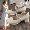 French Gentle Fairy Style Elegant Sandals Summer New Chinese Style with Cheongsam Horse Face Skirt High Heels