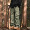 Work Pants for Men's Spring and Autumn Loose Multi-pocket Casual Pants Quick-drying Pleated Paratrooper Charge Pants Outdoor Wide-leg Pants