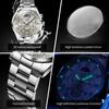 OLEVS 3640   Luxury   Moon Phase Stainless Steel Roman Waterproof  Style Quartz Watch for Man