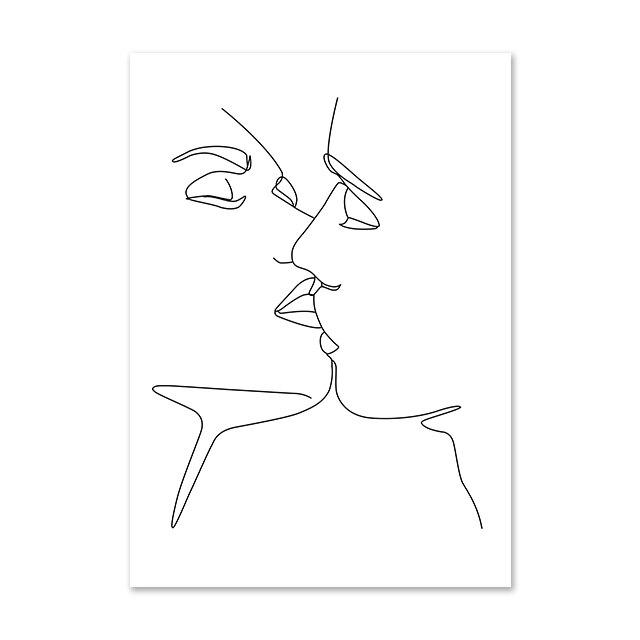 Couple face à une ligne Abstraite Dessin Chambre Wall Art Print Home Decor Couple face à une ligne Abstraite Dessin Chambre Wall Art Print Home Decor