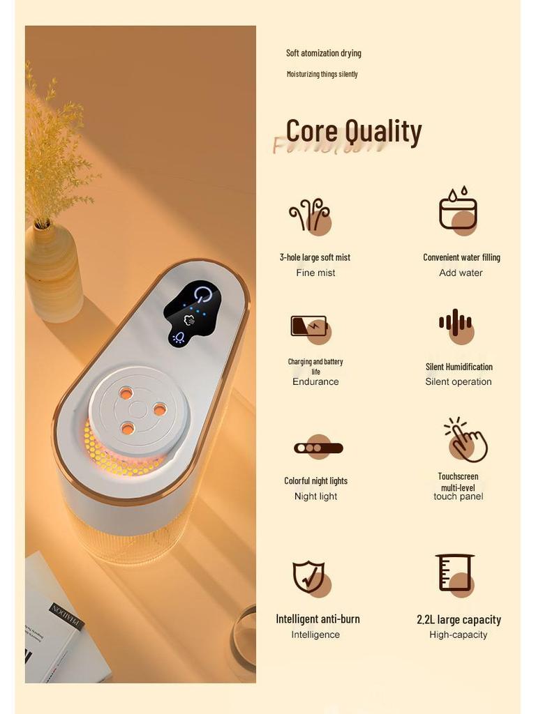 Portable Aromatherapy Humidifier for Home, Office, and Car with Large Spray Feature
