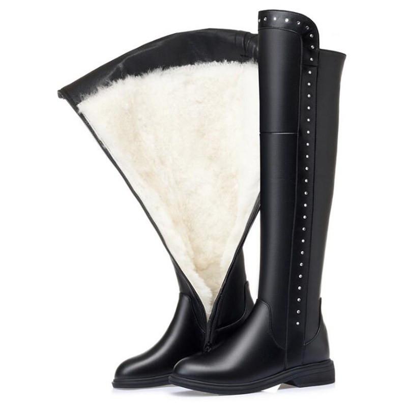 Fashion AIYUQI Womens Knee High Boots Winter 2025 New Genuine Leather Women Thigh High Boots Plus Size Wool Warm Women's High Boots