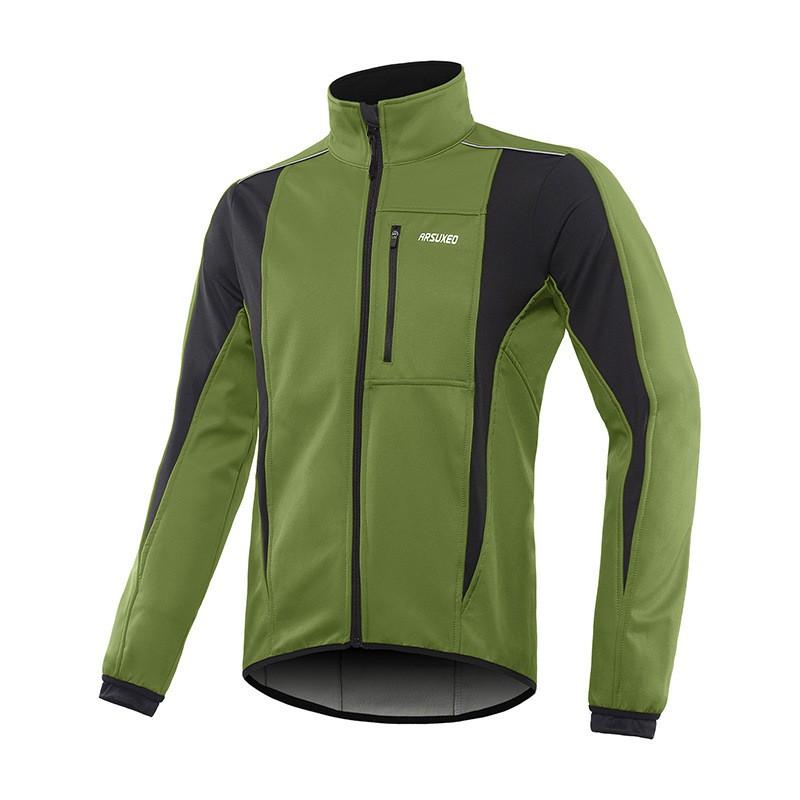ARSUXEO Veste de cyclisme d'hiver coupe-vent doublée polaire 3 couches pour homme Vêtement d'extérieur chaud pour le sport en extérieur